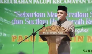 Wali Kota Palu Hadianto Rasyid di halal bihalal Kelurahan Palupi, Sabtu (4/4/2026). (©Prokopim Setda Kota Palu/Jufri)