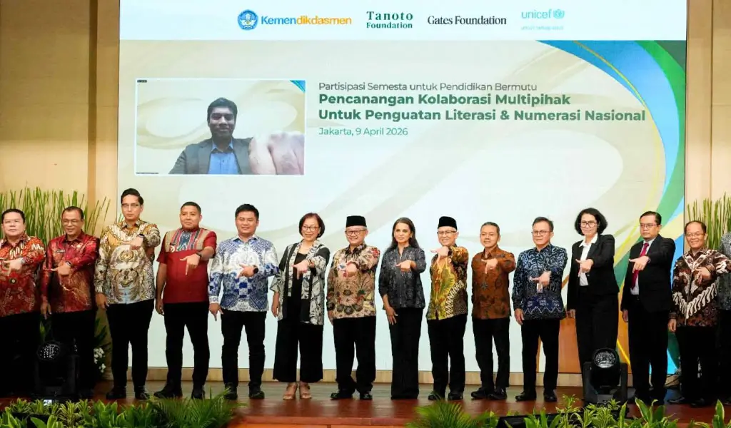 Seremenial peluncuran program nasional literasi dan numerasi siswa di Jakarta, Kamis (9/4/2026). (©UNICEF Indonesia)