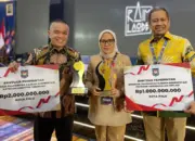 Wali Kota Hadianto bersama Sekota Irmayanti pada ajang apresiasi Pemda Berprestasi 2026 di Kendari, Jumat (29/5/2026). (©Prokopim Setda Kota Palu/Tomy)