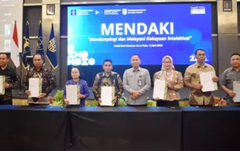 Resmikan Sentra Kekayaan Intelektual, Kanwil Kemenkum Sulteng Teken 48 PKS