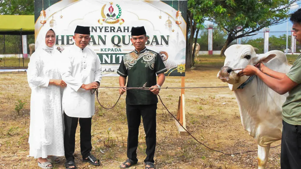 Danrem 132/Tadulako menyerahkan sapi kurban kepada perwakilan warga, Rabu (27/5/2026). (©Penrem 132/tdl)