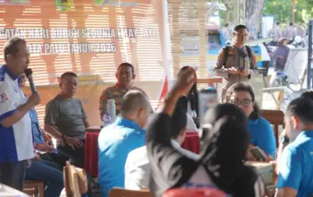 Peringatan Haru Buruh yang diisi dengan talk show bersama Wali Kota Palu di palu, Sabtu (2/5/2026). (©Prokopim Setda Kota Palu/Iwan)