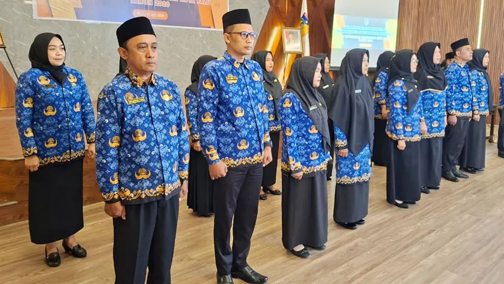 Sejumlah Kepala Sekolah yang dilantik dan diambil sumpahnya di Auditorium Wali Kota Palu, Jumat (1/5/2026). (©Prokopim Setda Kota Palu/Jufri)