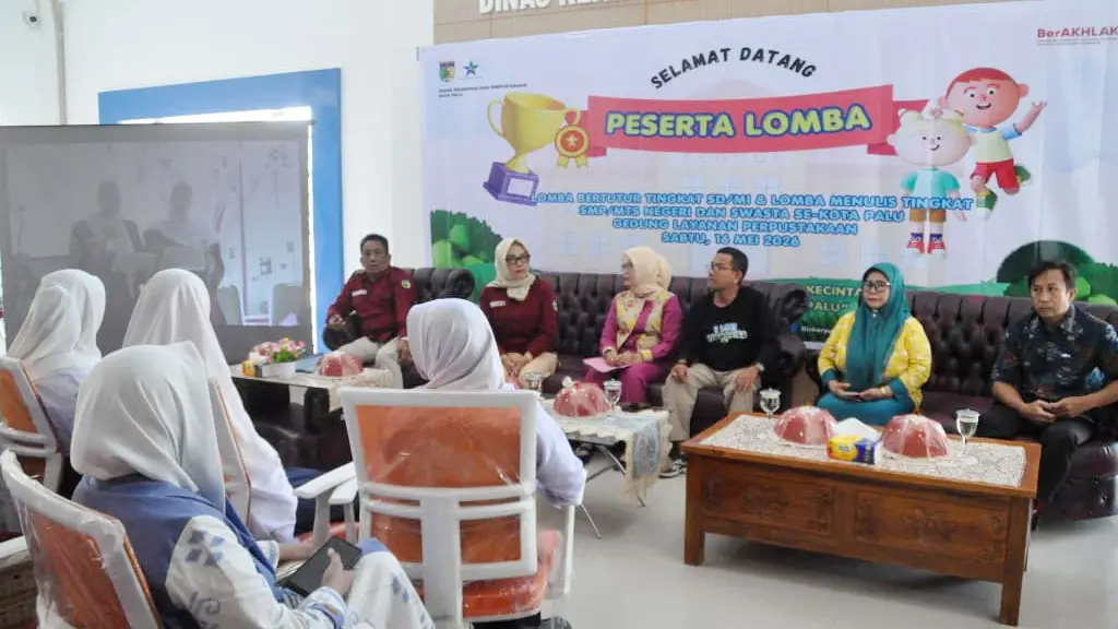 Pembukaan lomba bertutur dan menulis tingkat SD/MI se Kota Palu di Kantor Kerasipan da Perpustakaan Palu, Sabtu (16/5/2026). (©Prokopim Setda Kota Palu/Imron)
