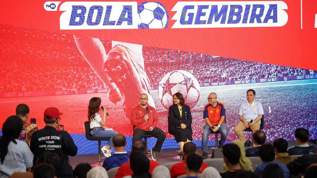 Konferensi pers peluncura Bola Gembira Telkomsel-TVRI di Jakarta. (©bmzIMAGES/Basri Marzuki)