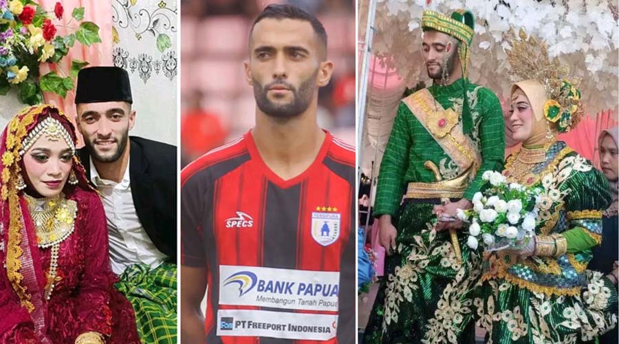 Prosesi pernikahan pemain asing klub Sepakbola Persipura Jayapura, Enzi Nicolas Jacques Celestine rdengan Marsyanda, putri asli Kabupaten Parigi Moutong (Parimo), Sulawesi Tengah di Desa Bajo, Sabtu (29/6/ 2024) lalu.. (Foto: ist)