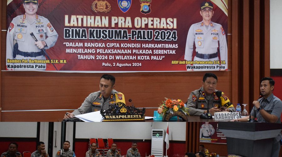 Kapolresta Palu Kombes Pol Barliansyah pada Pra Operasi Bina Kusuma Palu 2024, Selasa (2/8/2024). (Foto: Humas Polresta Palu)